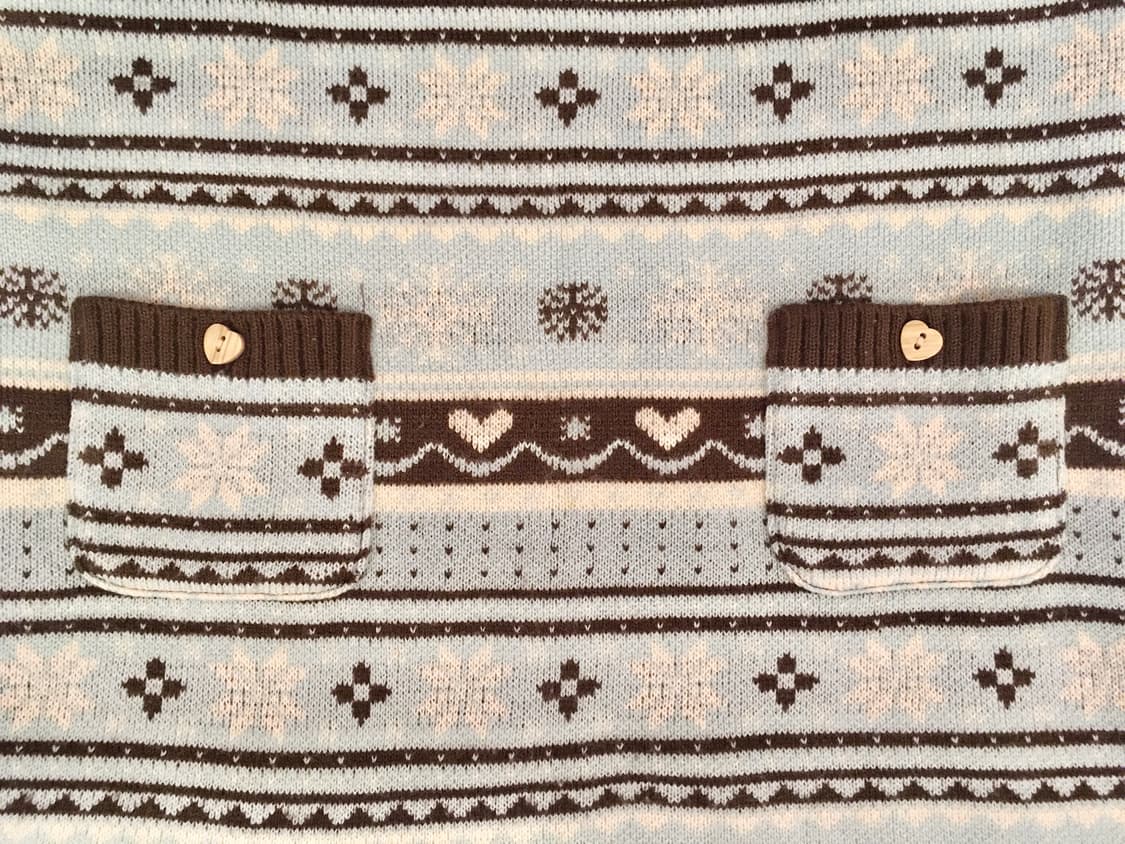 베이비블루 초코 눈꽃 리본 니트 탑 라떼갸루 노르딕 상품이미지5