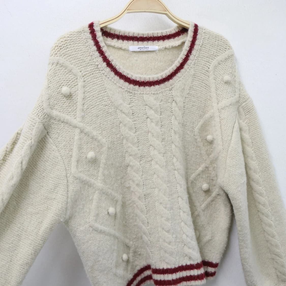 MAJESTIC LEGON 꽈배기 폼폼 니트 63709 상품이미지6