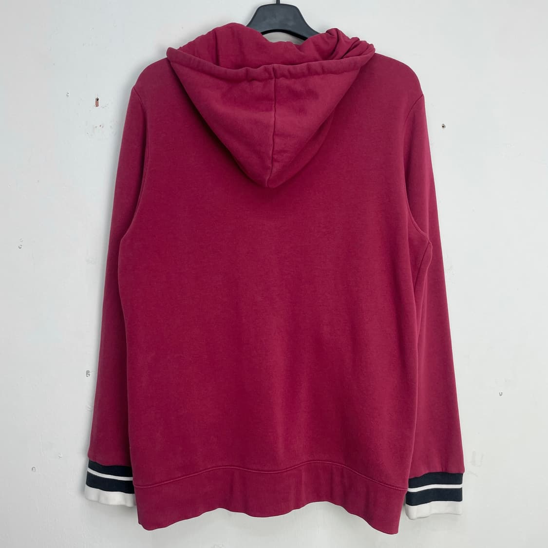 리복 빈티지 기모 후드집업 버건디 M 상품이미지5