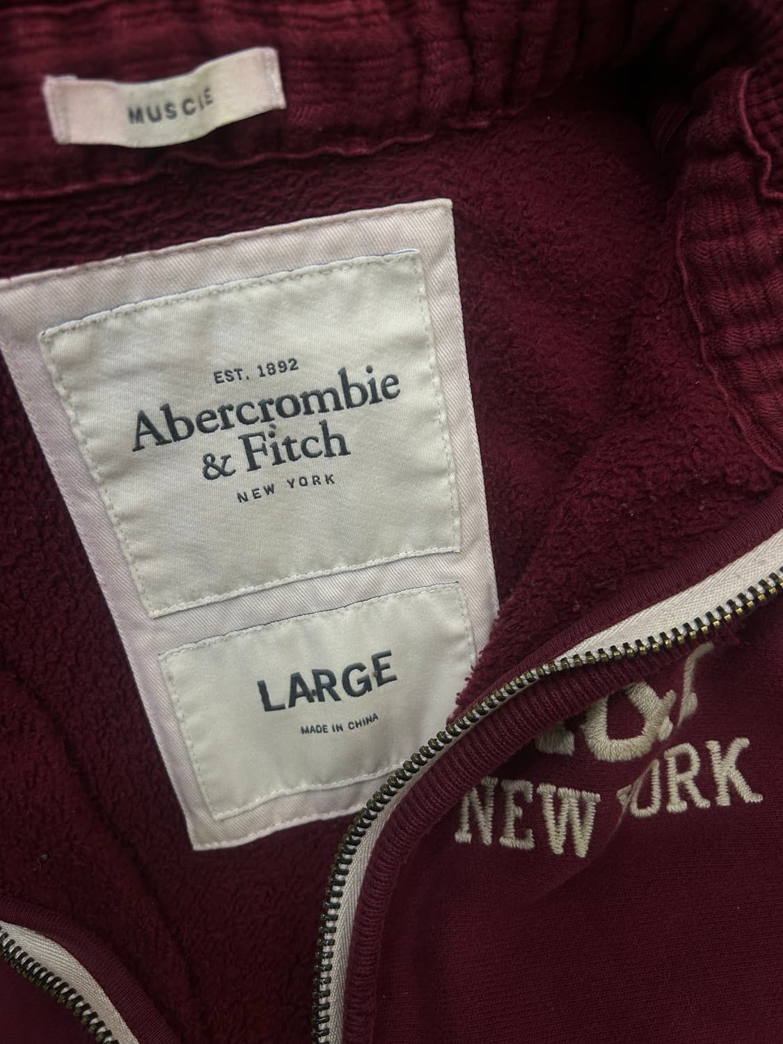 [L]아베크롬비 그런지 후드집업/기모/버건디 상품이미지6
