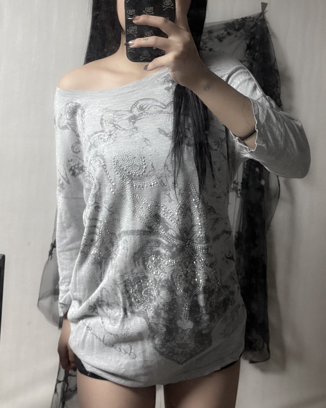 y2k 큐빅 포인트 롱슬리브  상품이미지2