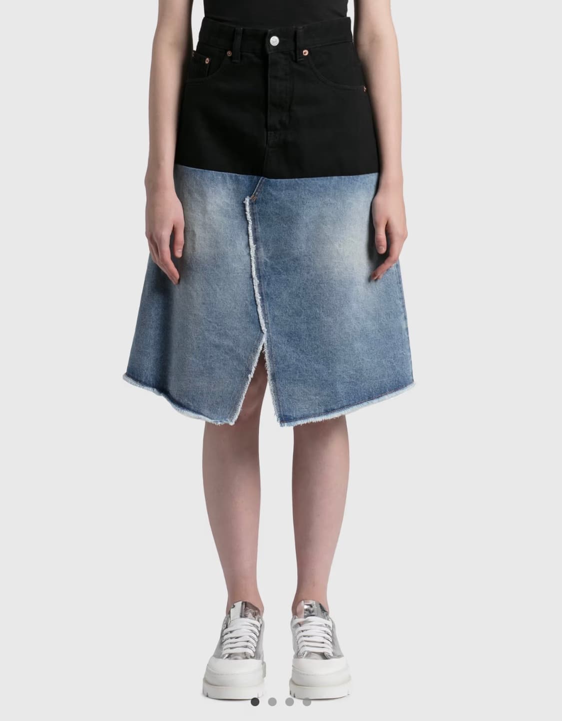 MM6 maison margiela patched denim 투톤 스커트 상품이미지2