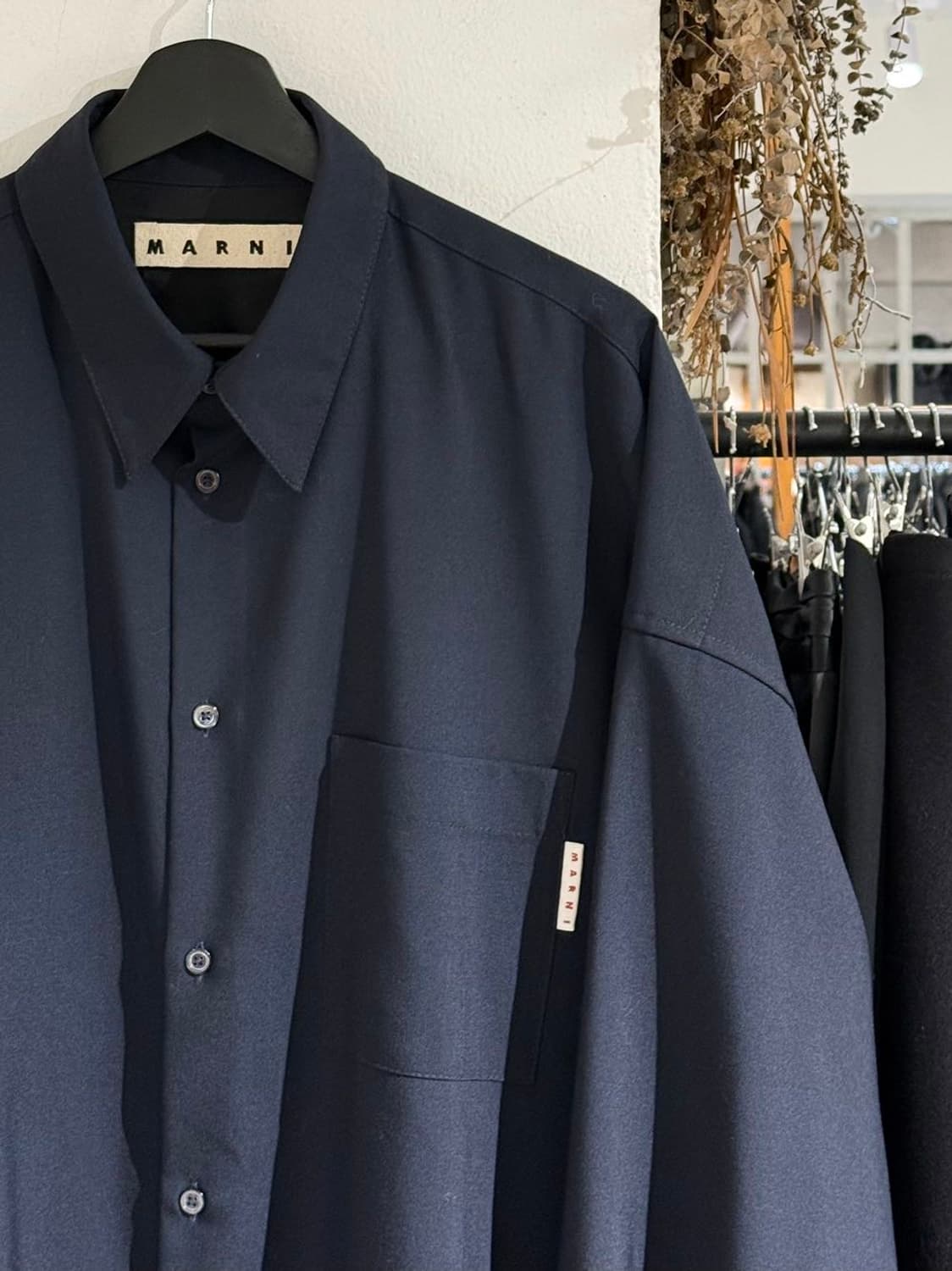 마르니 네이비 라나 버진 울 셔츠 상품이미지3