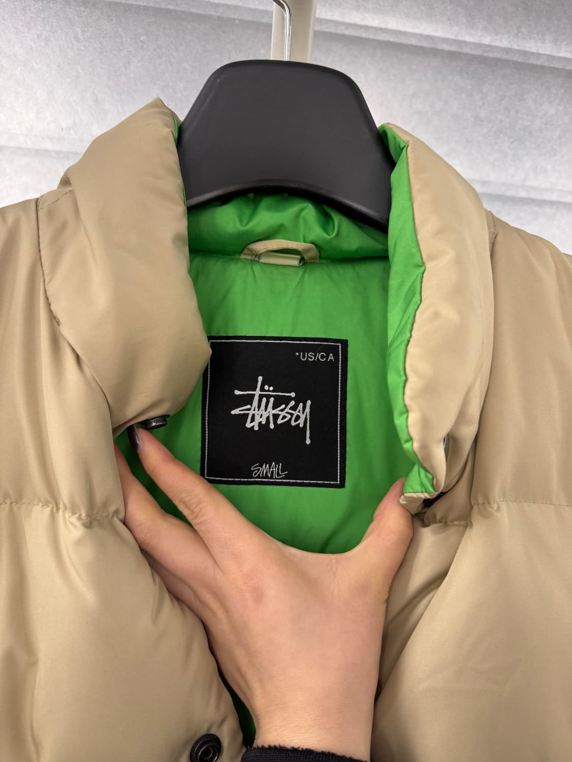 Stussy 스투시 패디드 다운 점퍼 패딩 베이지 그린 S 상품이미지3