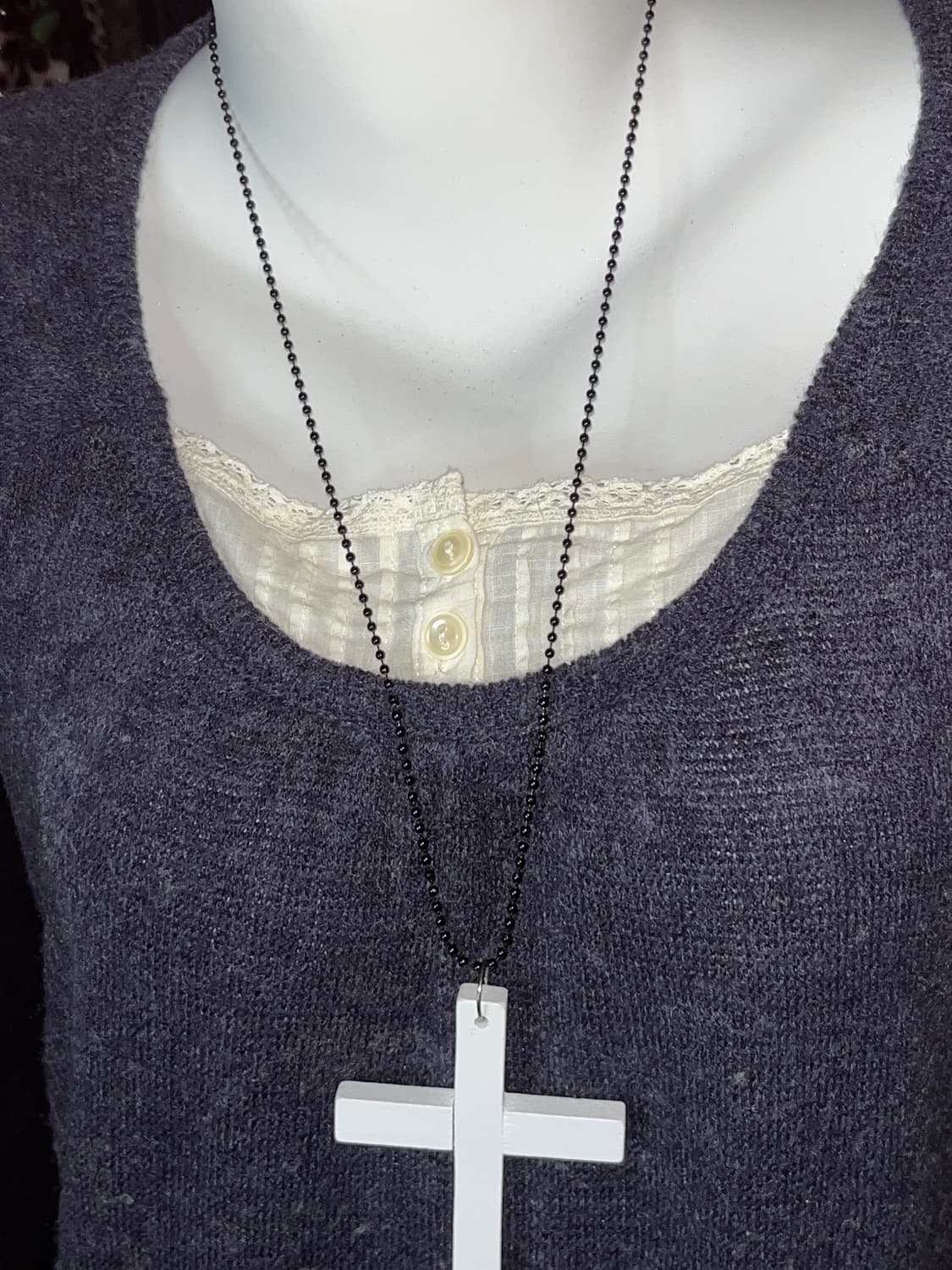 y2k 모리 레이어드 네이비 레이스 니트 상품이미지2