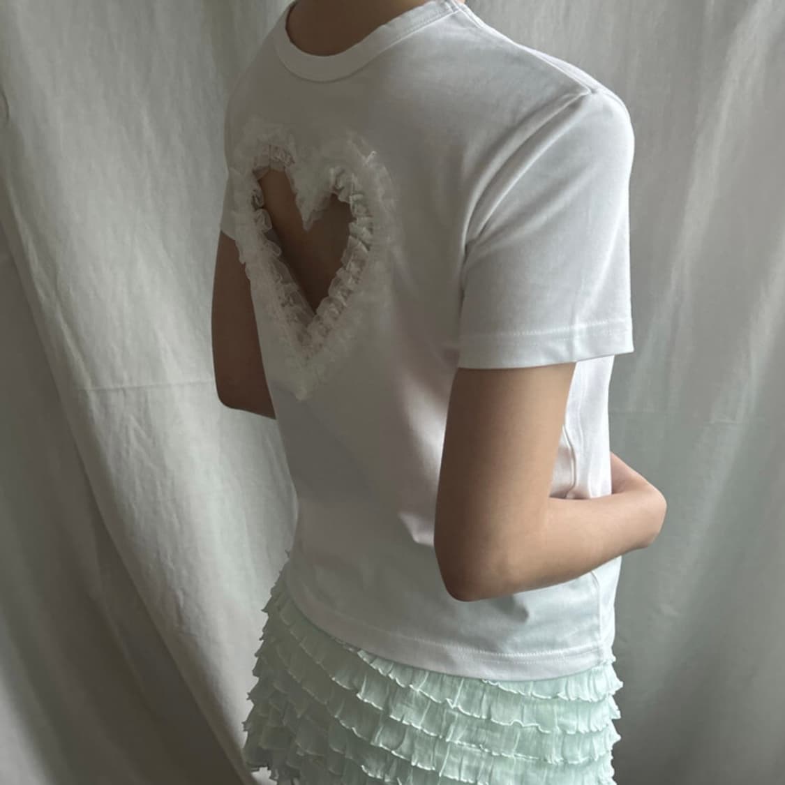 dongeun lace heart T, regular-fit 팝니다 상품이미지2