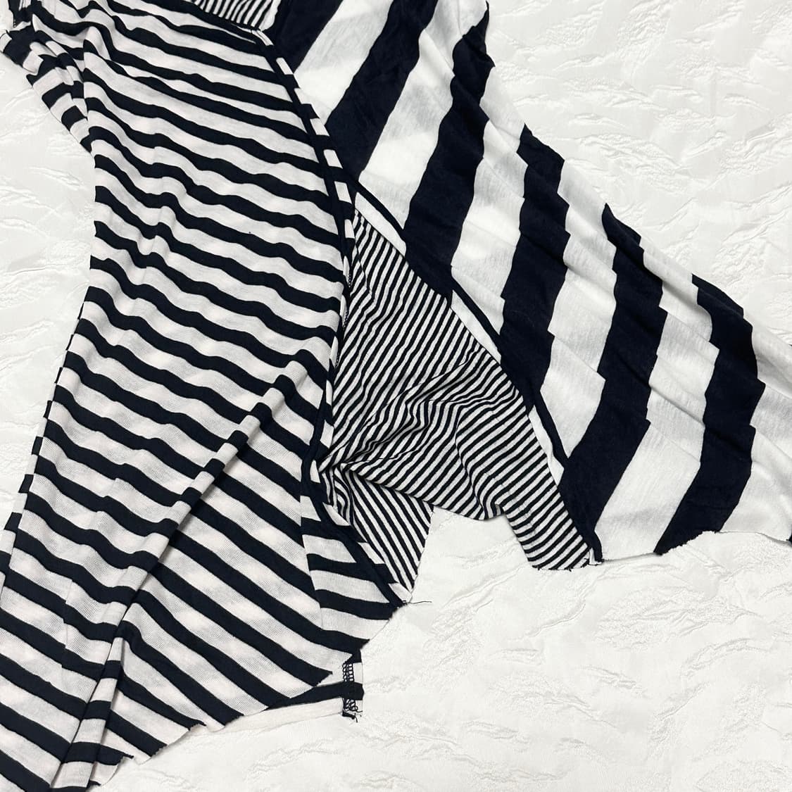 빈티지 갸루 펑크 믹스 스트라이프 언발 슬리브리스 탑 상품이미지3