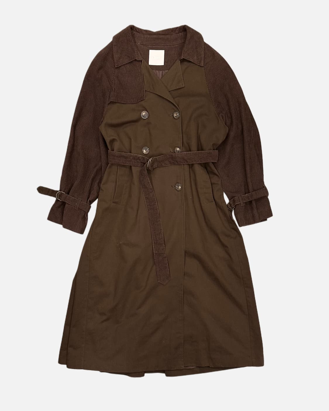 brown corduroy mixed pleats coat 상품이미지1