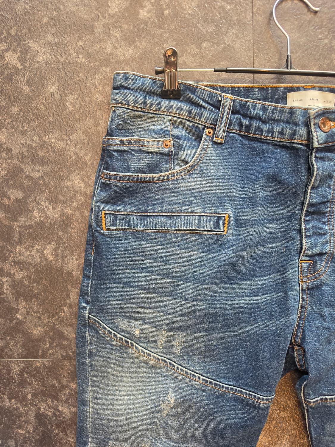 #ZARAMAN 브랜드의 남성 바이커 슬림 테이퍼드 데님 상품이미지3