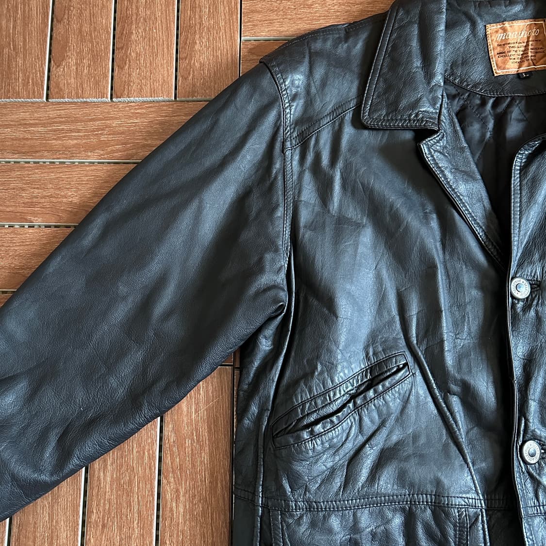 Man photo vintage leather coat jacket 상품이미지4