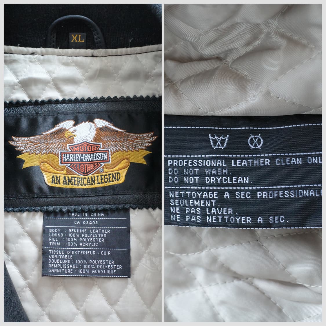 90s 할리데이비슨 정품 올드스쿨 가죽 바시티 자켓 XL 상품이미지5