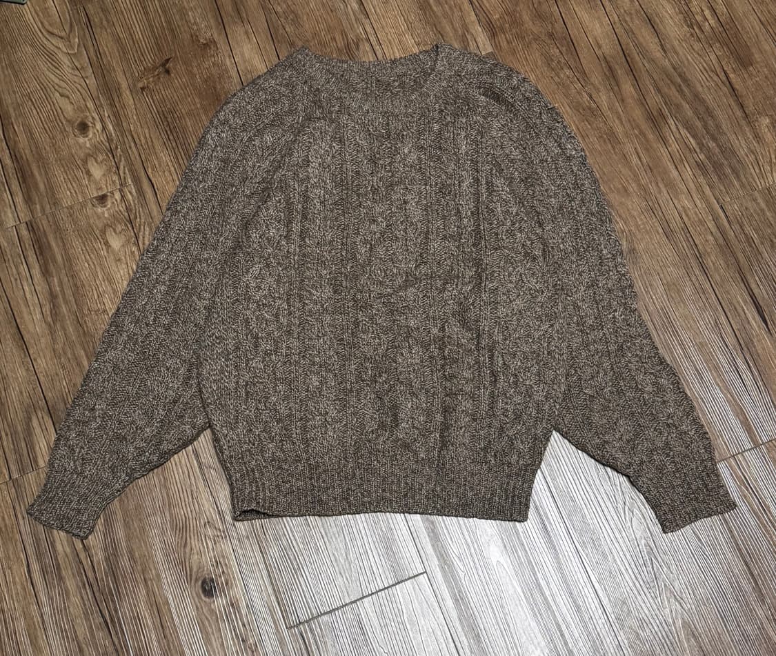 오트밀 브라운 케이블 울 니트 스웨터 상품이미지2