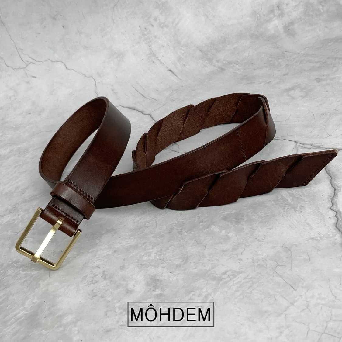 [Unisex] 위빙 꼬임 가죽 벨트 브라운 상품이미지7