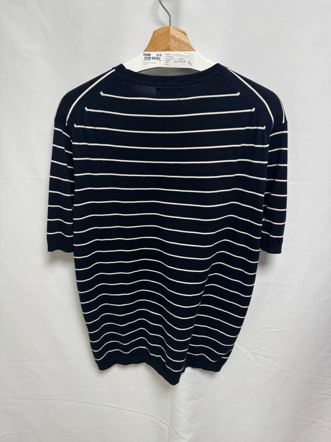[L] 마시모두띠 100% 코튼 스트라이프 니트 티셔츠 NAVY BLUE 상품이미지2