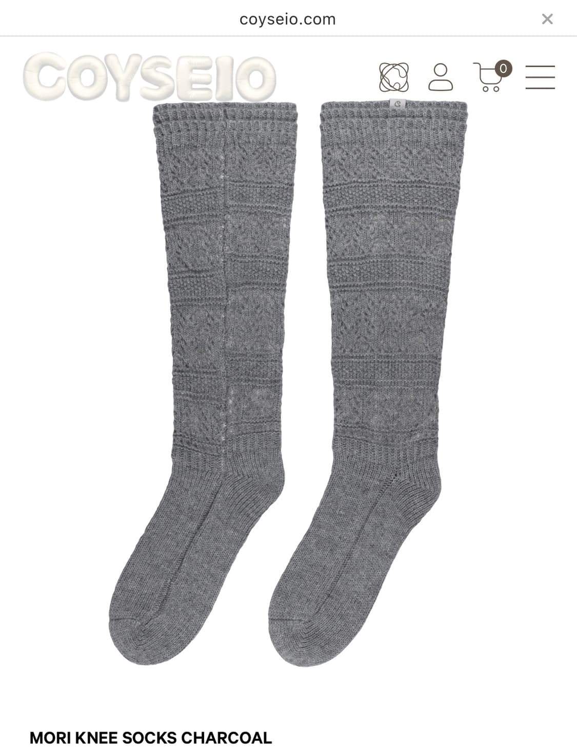 코이세이오 MORI KNEE SOCKS CHARCOAL 상품이미지1