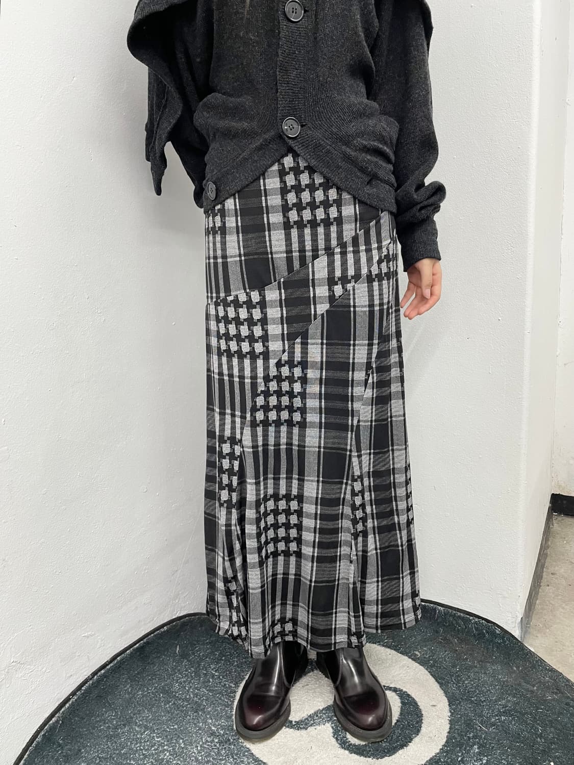 너드 체크 롱스커트 상품이미지2