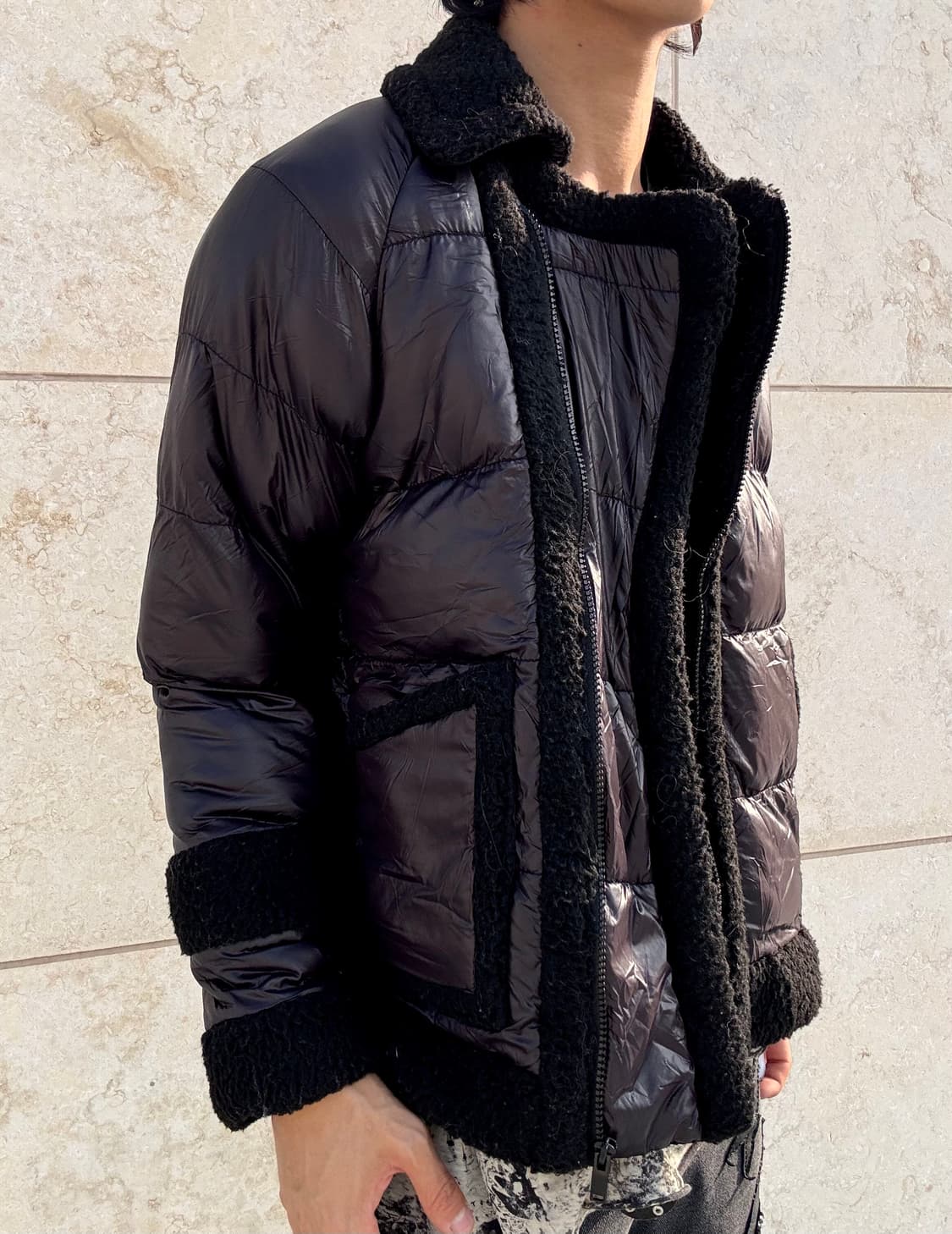 “Vintage” Y2K Mood Black Side Zipper Pad 상품이미지1