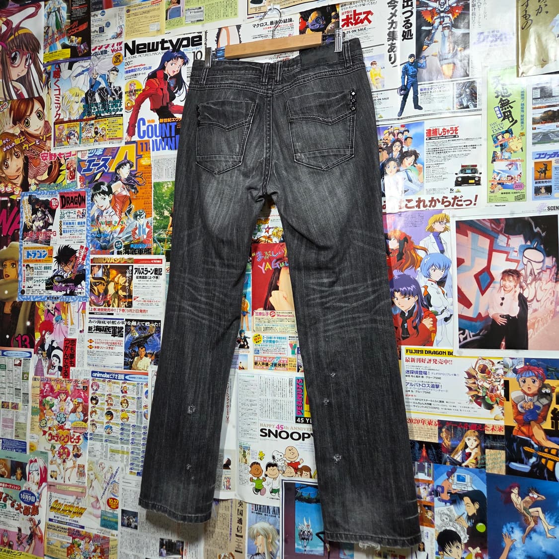 빈티지 스터드 워싱 그레이 데님 팬츠 상품이미지5