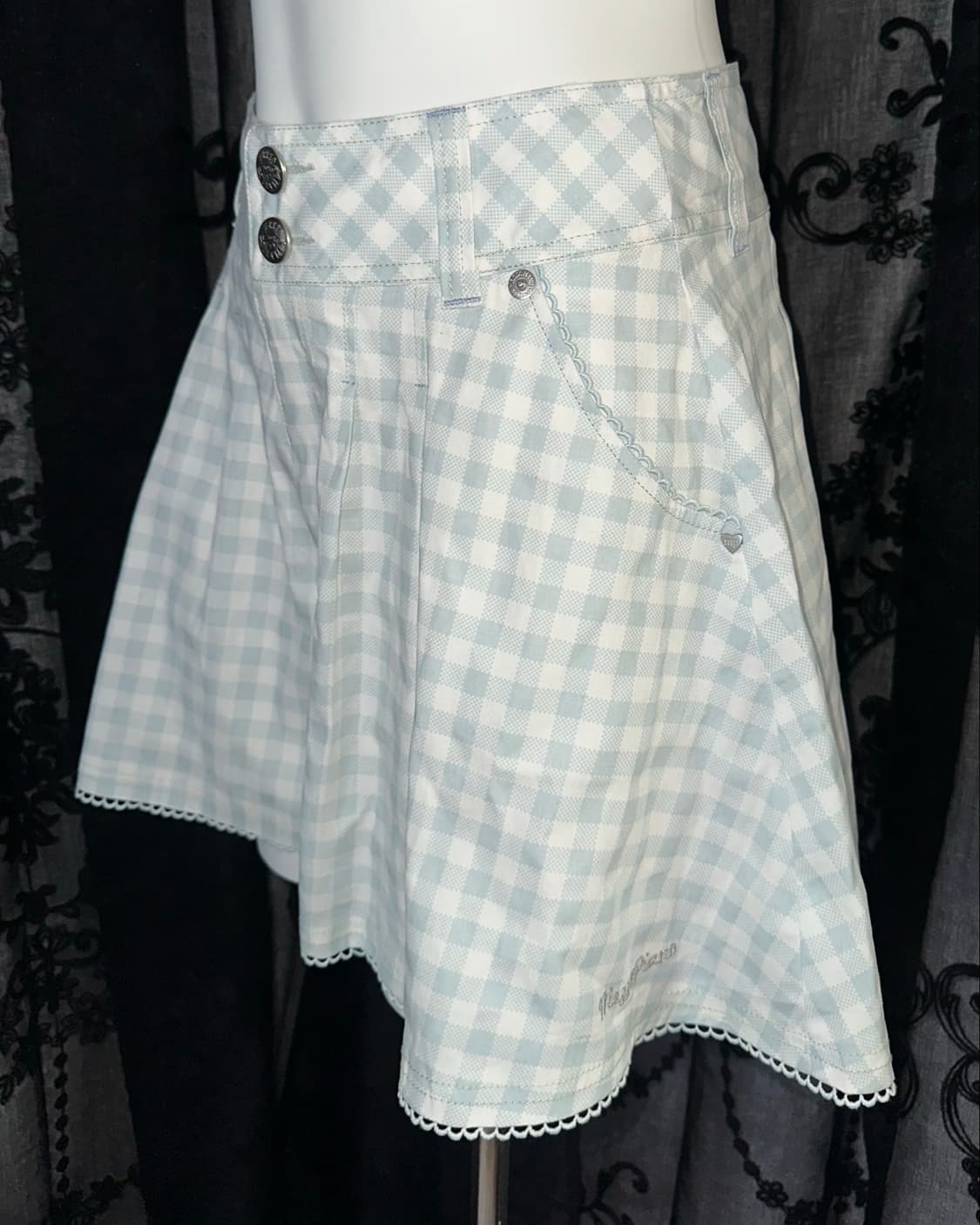 sky blue gingham culottes 상품이미지3