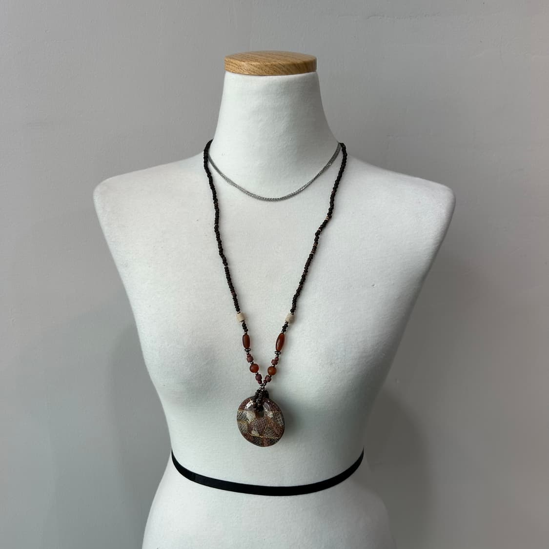 빈티지 에스닉 브라운스톤 목걸이 상품이미지3