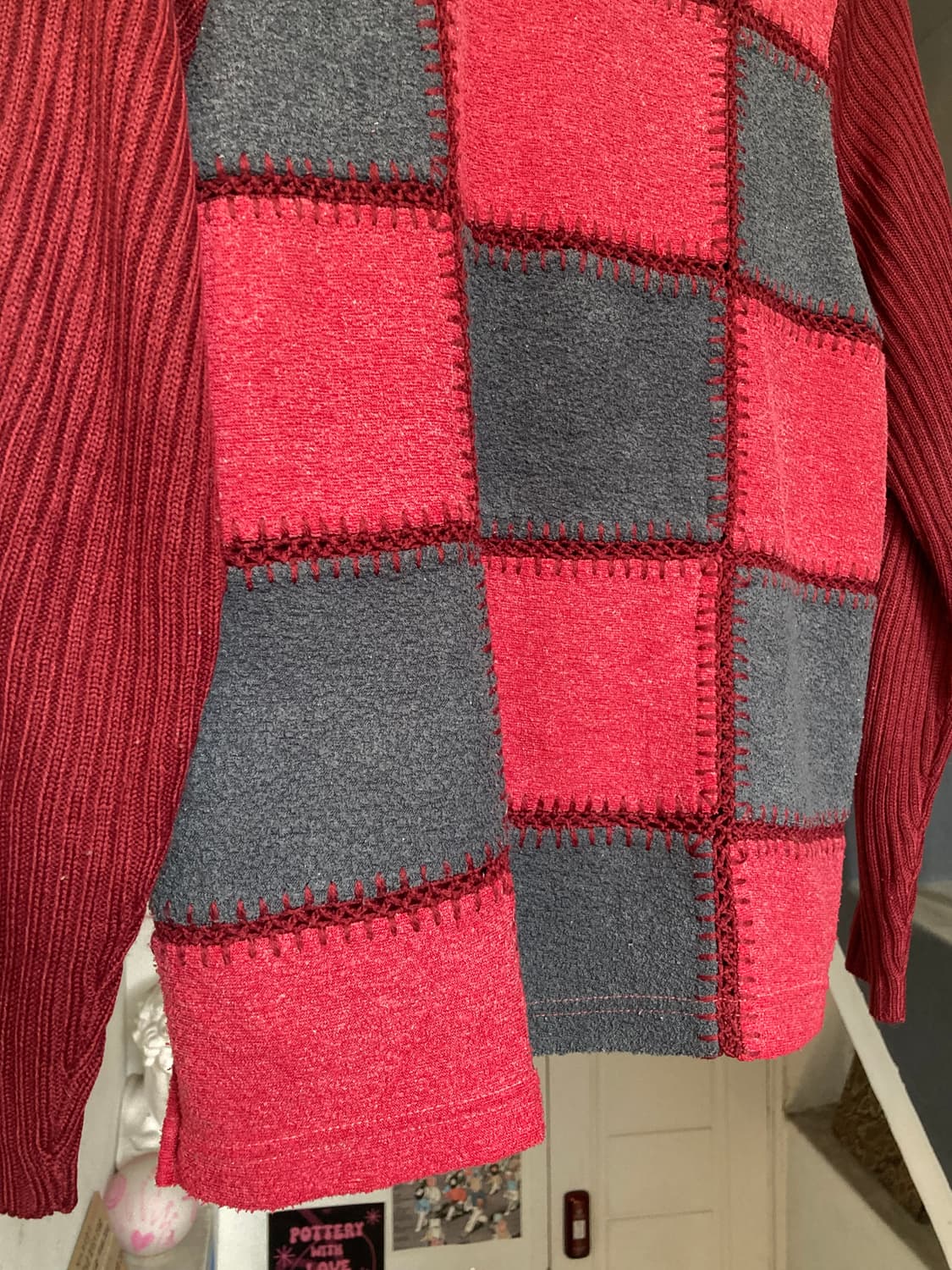 빈티지 버건디 패치 니트 상품이미지3