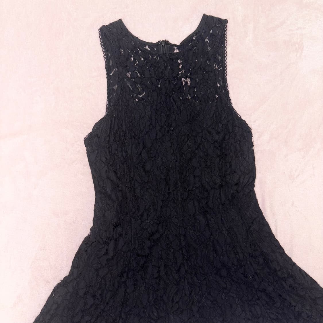 블랙 레이스 민소매 플레어 원피스 상품이미지2