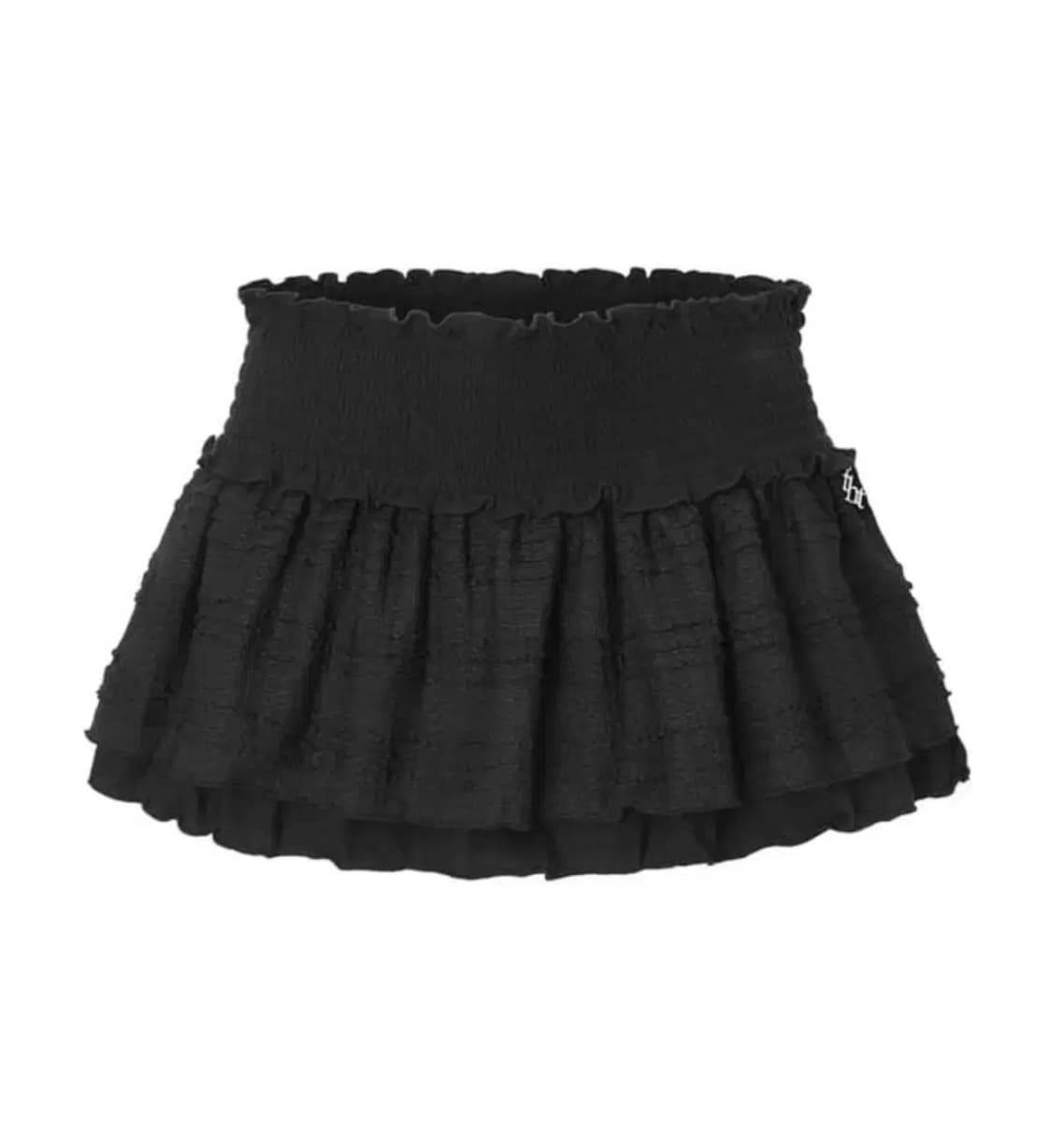 쓰리타임즈 스모크 스커트 치마 블랙 상품이미지1