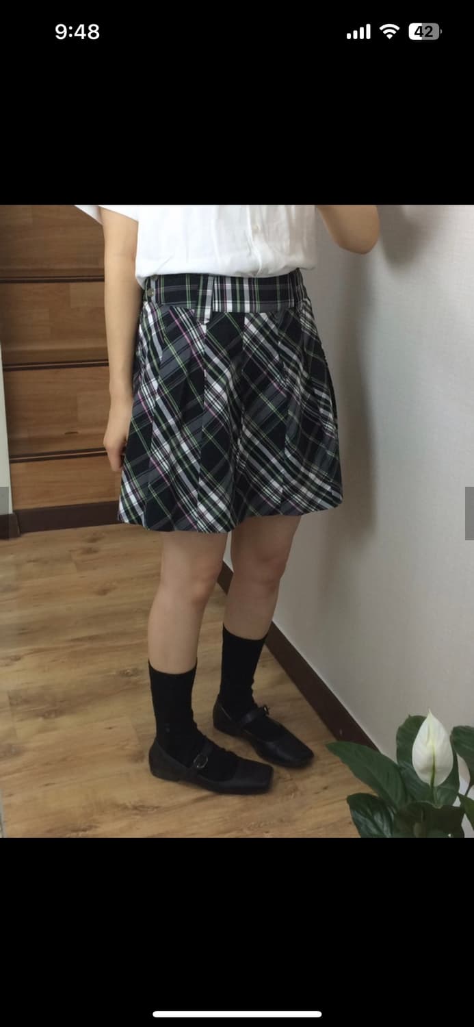 옷속무 럼브 sk 스커트 체크 치마 치마바지 상품이미지5