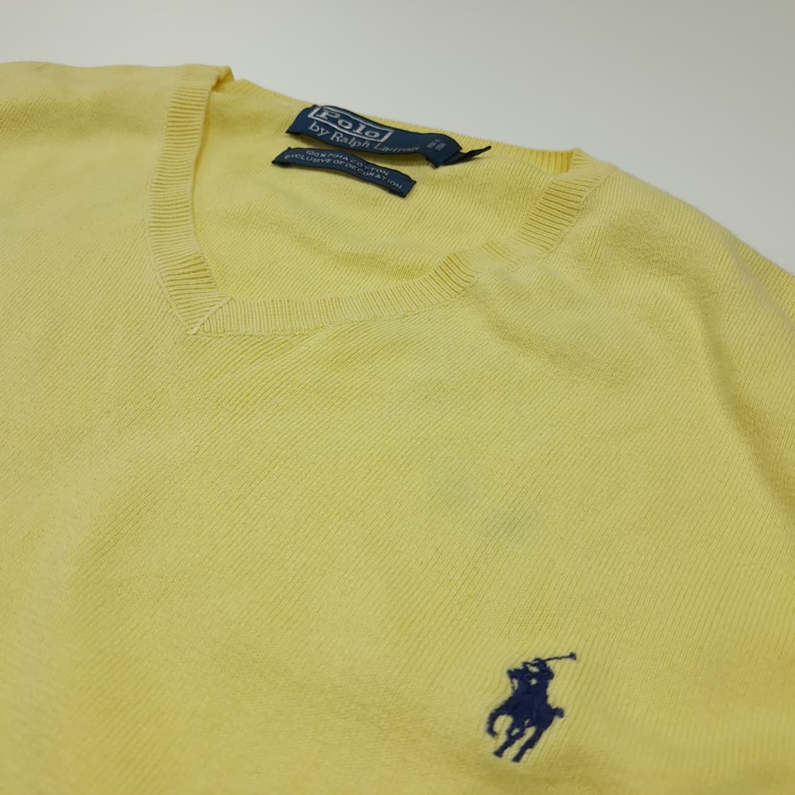 CL878 XL 폴로 90s 피마코튼 브이넥 옐로우 조끼 베스트 상품이미지4