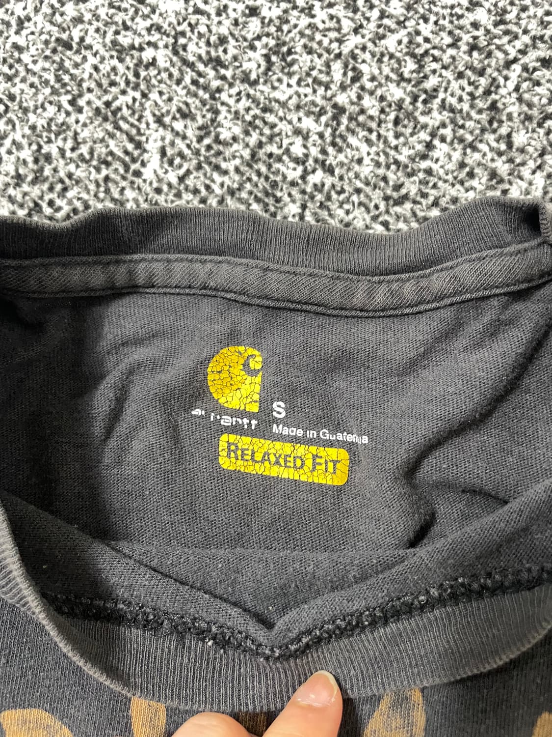 빈티지9. 칼하트 빈티지 워크웨어 빅로고 차콜 반팔 티셔츠 반팔티 상품이미지3