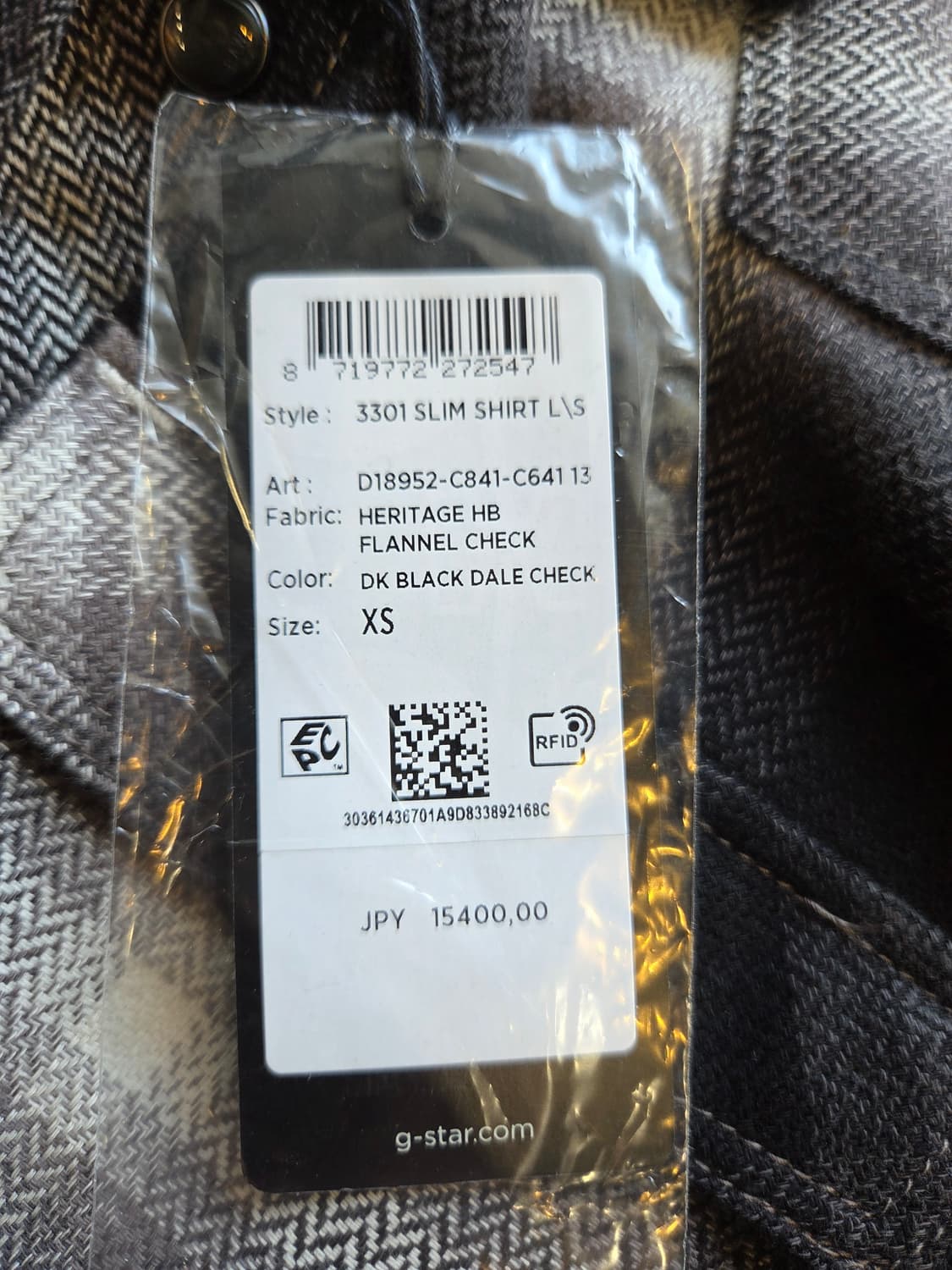G-STAR RAW 슬림핏 체크 셔츠(XS) 상품이미지5