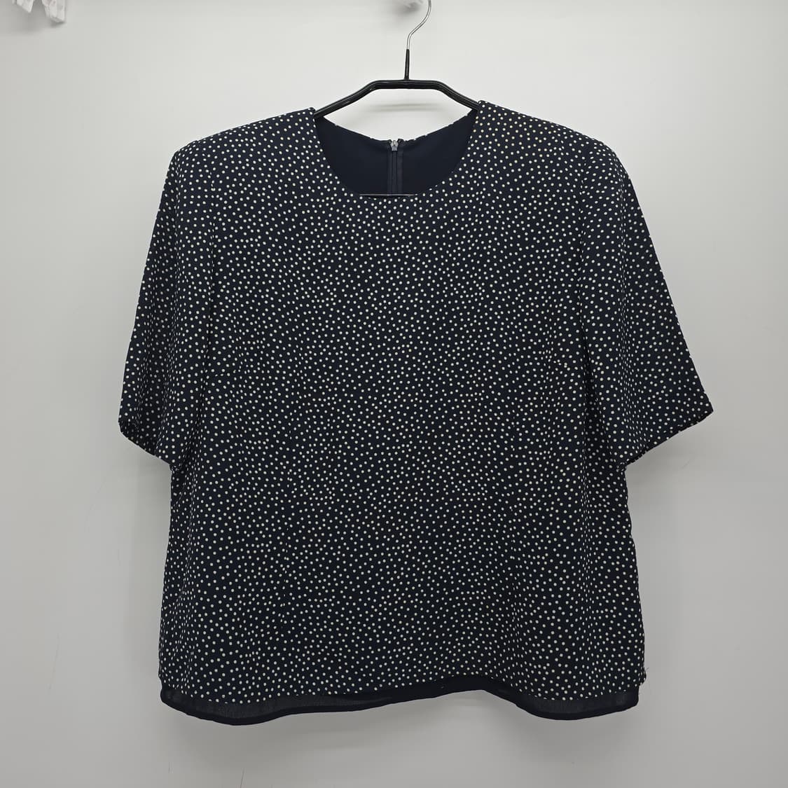 일본 빈티지 블랙 잔도트 반팔 블라우스 상품이미지1