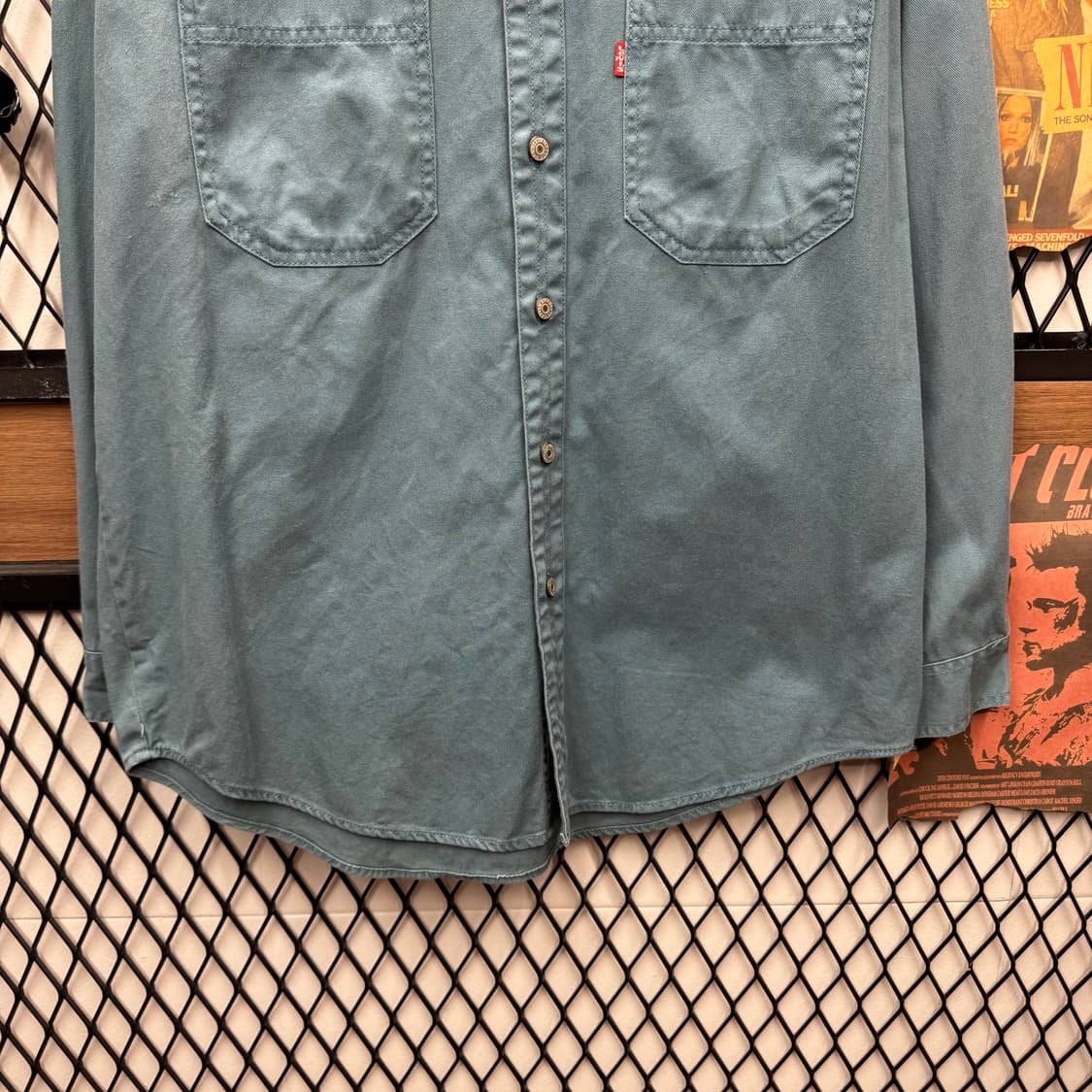 90s 리바이스 레드탭 워크 셔츠 전면 투포켓 포인트 청록 상품이미지4
