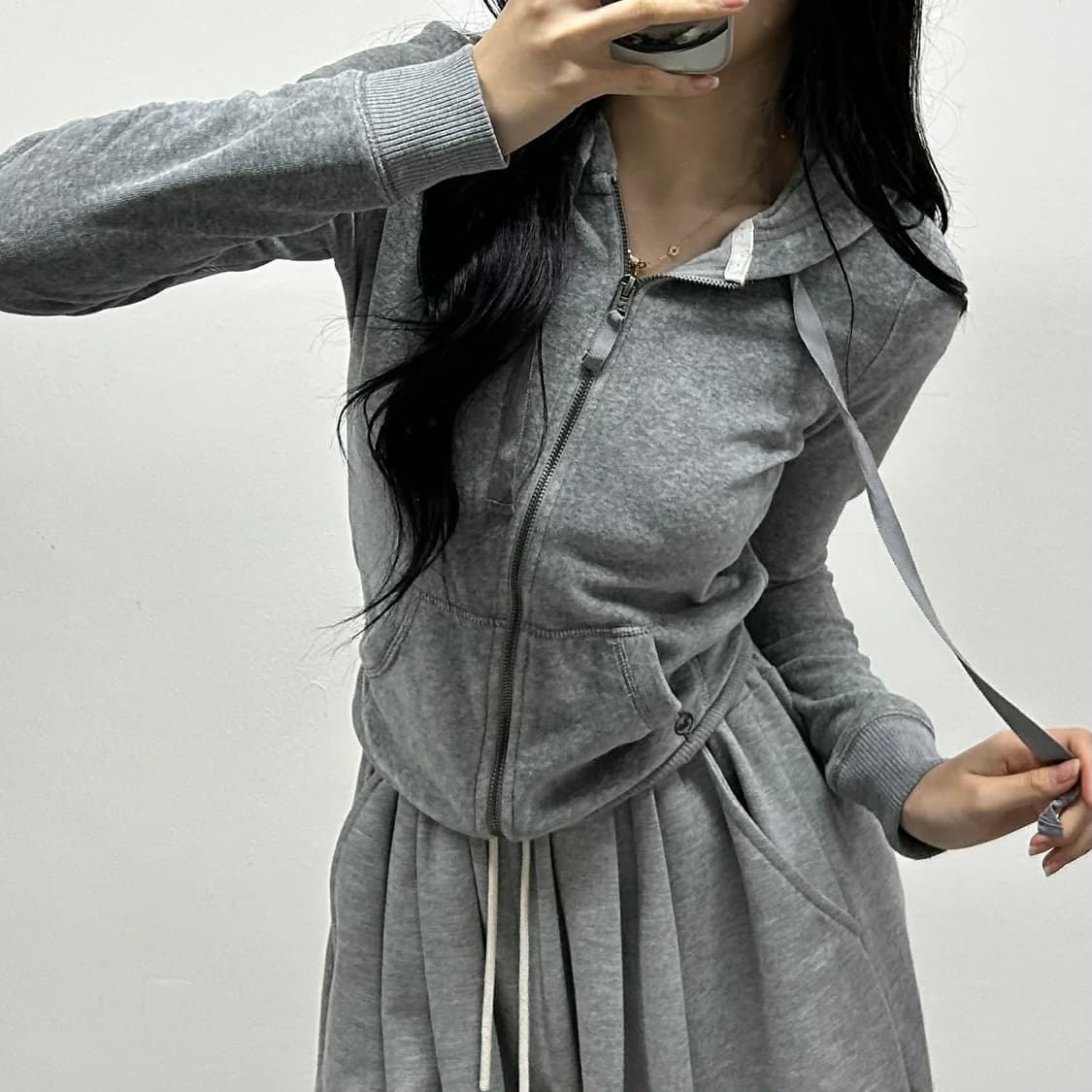 홀리스터 y2k 여리핏 벨루어 벨벳 후드집업 희귀져지(S) 상품이미지2