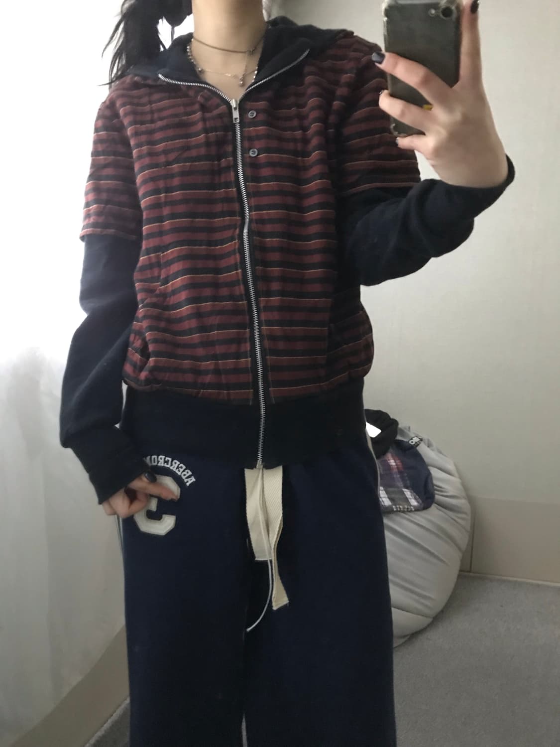 빈티지 레이어드 후드집업 상품이미지3