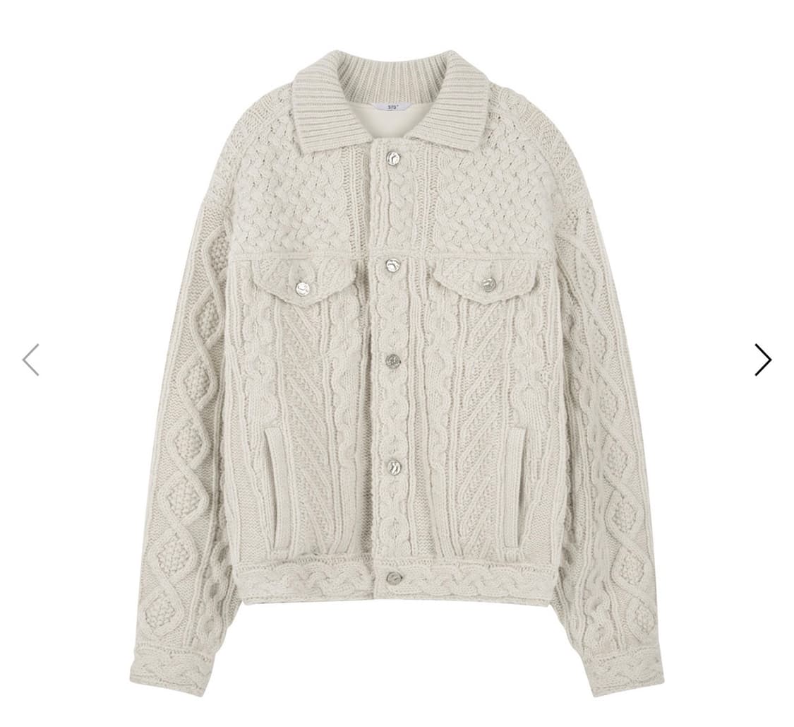 stu 니트 트러커 자켓 아이보리 L 상품이미지5