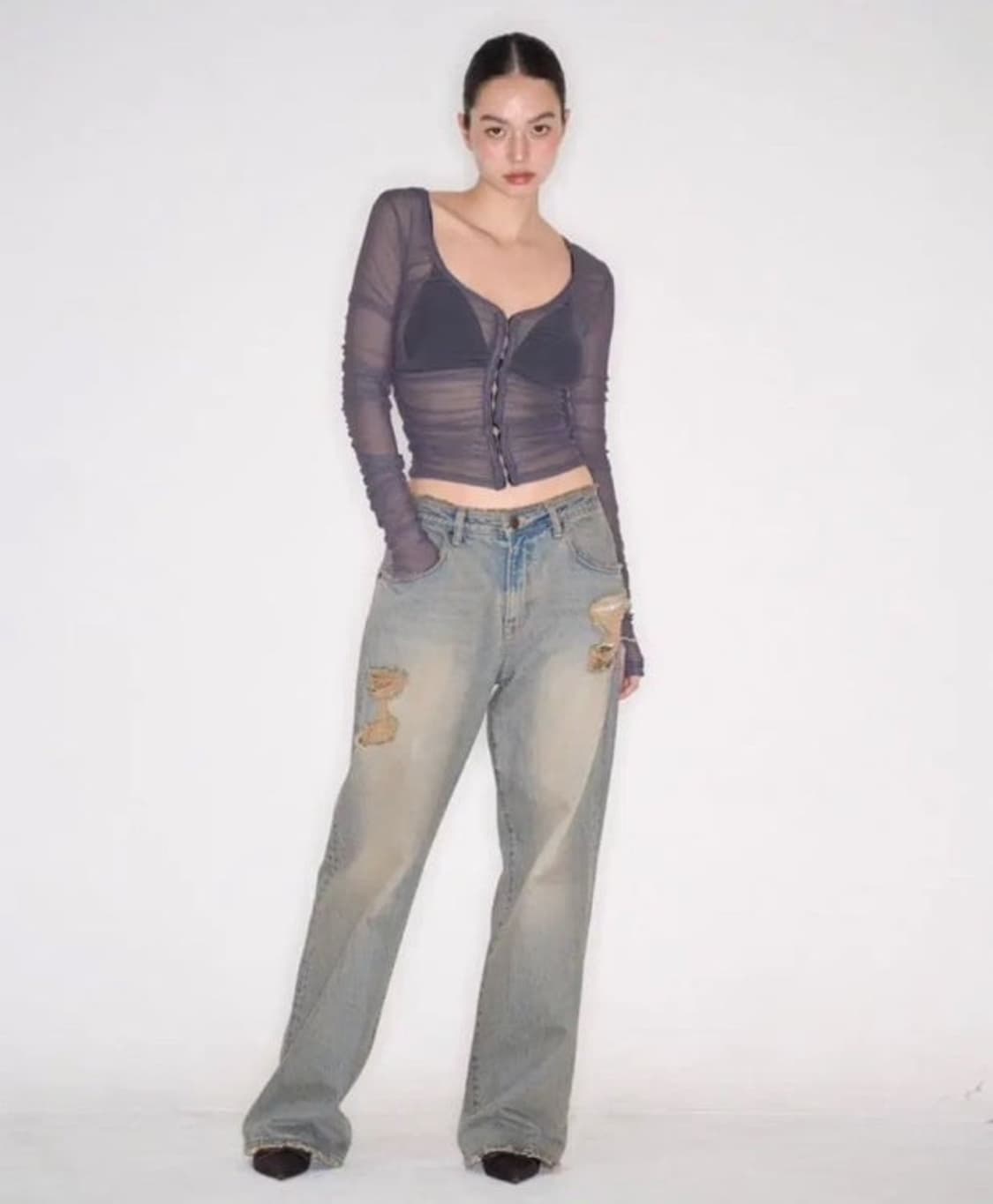 플노팔 Scarlett See-Through Shirring Top 상품이미지1