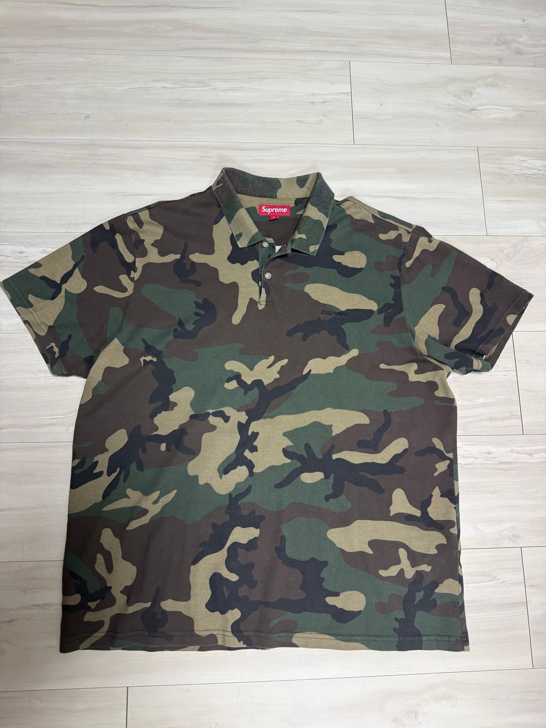 [XL]슈프림 워시드 카모 폴로 우드랜드 카모 25SS 상품이미지2