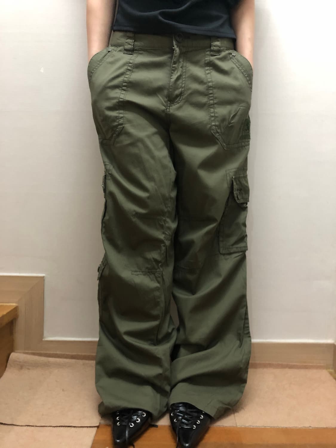 빈티지 카키 펑크 포켓 팬츠 상품이미지4