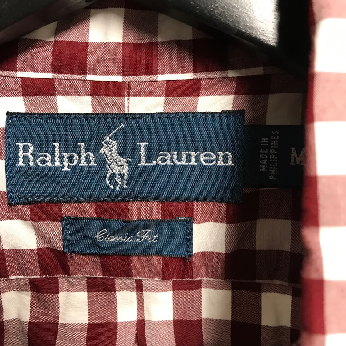 폴로 랄프로렌 깅엄 체크 셔츠 레드 M 상품이미지5