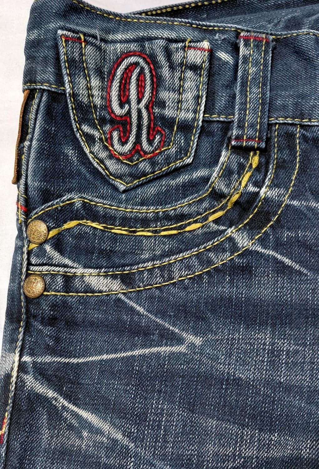 [25] 리오베라(Riobera) 자수 포인트 빈티지 데님 팬츠 상품이미지4