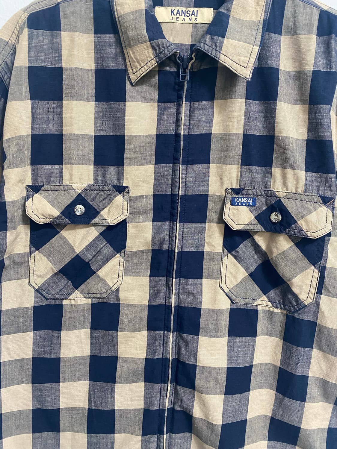 KANSAI jeans 체크 투포켓 집업 반팔셔츠 상품이미지5