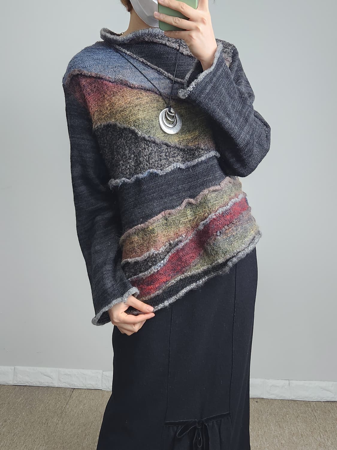 언발 니트 탑 상품이미지5