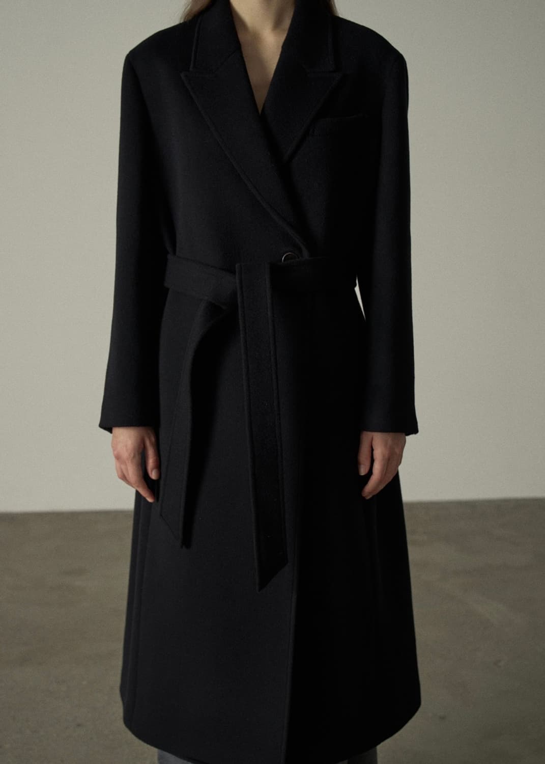 파사드패턴 캐시미어 벨티드 코트 블랙 M 상품이미지5
