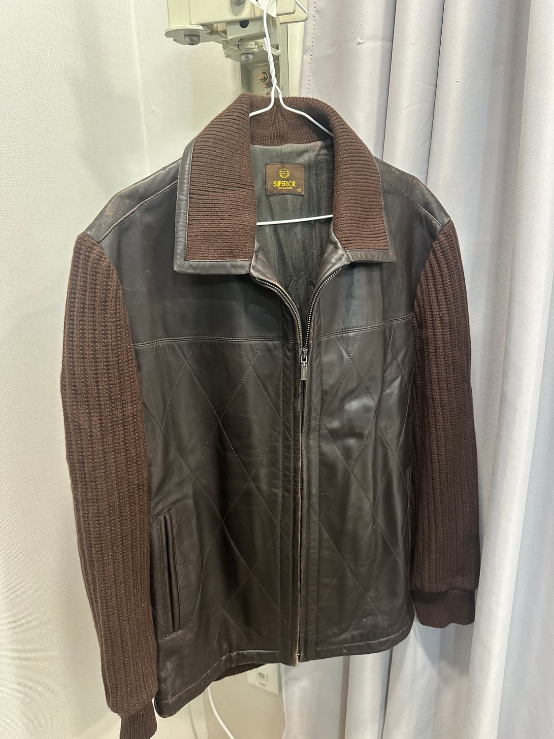 소가죽 니트 집업 자켓 상품이미지1