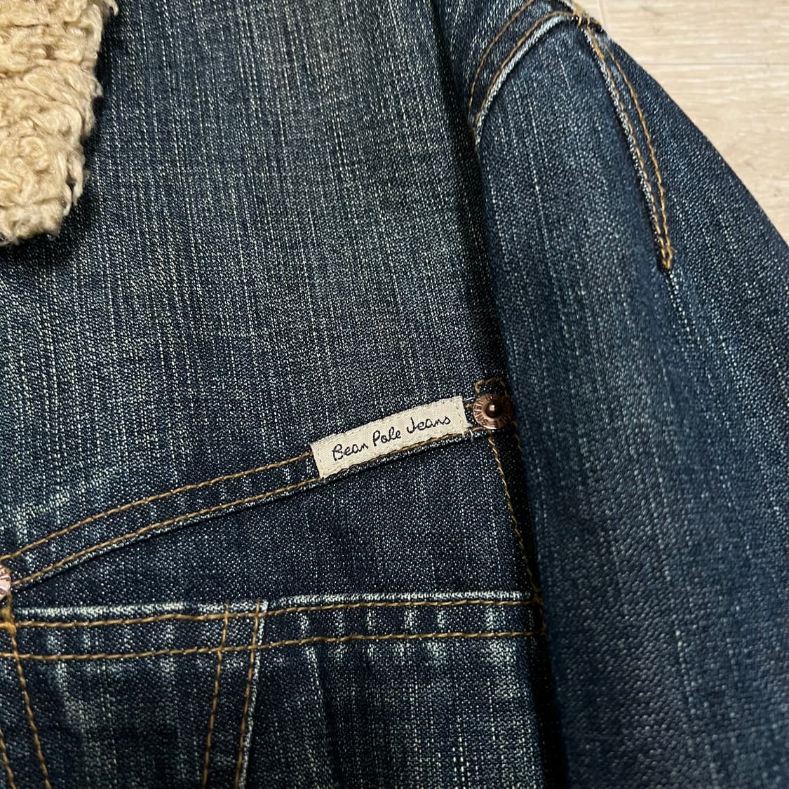 빈폴 진스 양털 카라 워싱 데님 무스탕 청자켓 [인디고] L/100 상품이미지4