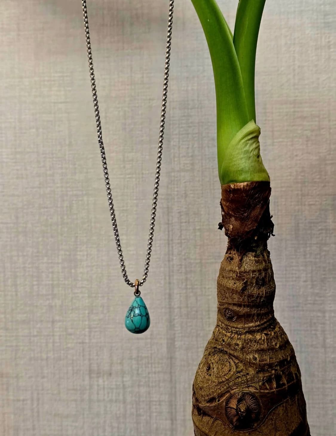 3크로스 물방울 터키석포인트 / 줄 써지컬60cm 목 걸이 상품이미지3