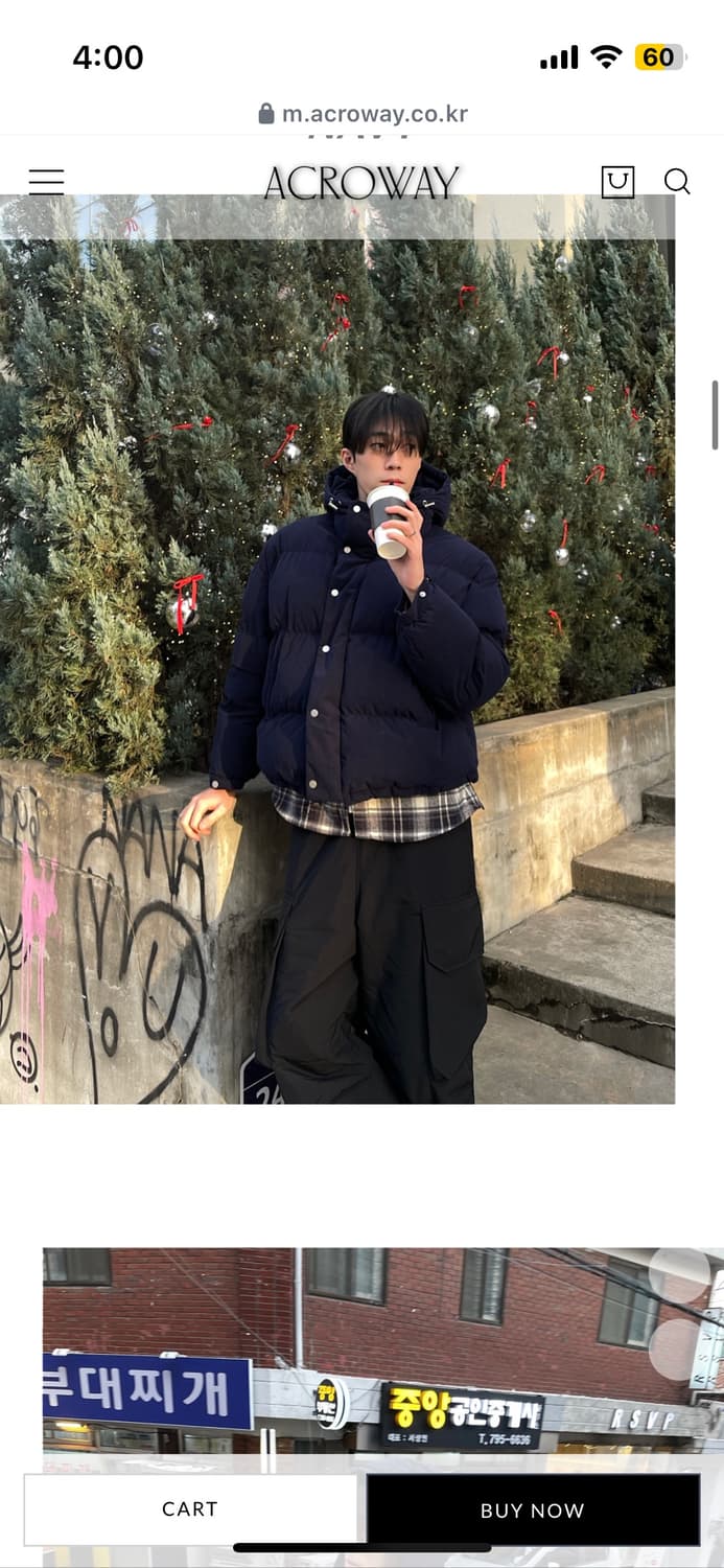 아크로웨이 골덴 후드 패딩 네이비 상품이미지1