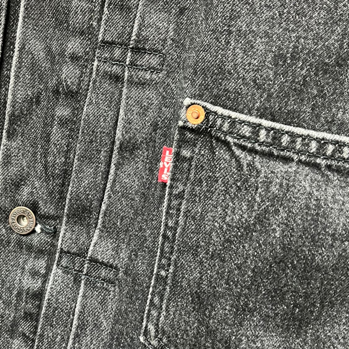 리바이스 프리미엄 타입1 흑청 데님 트러커 자켓 L 상품이미지4