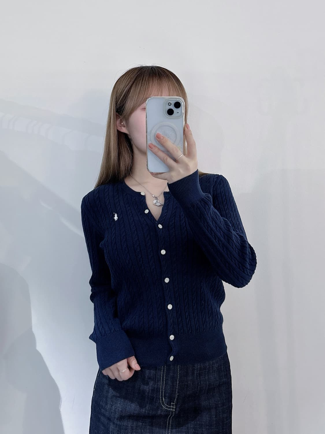 폴로랄프로렌 화이트포니 네이비 케이블 가디건 상품이미지2